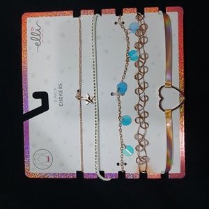 5 pc. Iridescent & Rose Gold Chokers